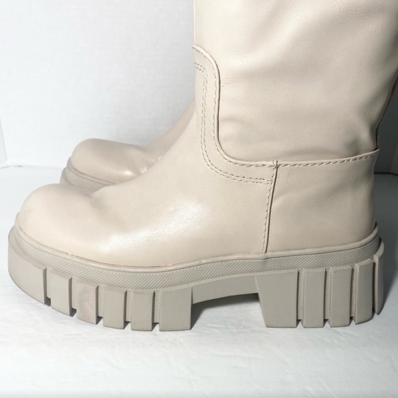 Zara lug boot ecru chunky boots combat cream color - Picture 2 of 8